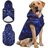 IECOii Dog Hoodie for Large Dogs, Warm Hoodie for Giant Breed Dogs Girl Boy, Fleece Lined Dog Sweatshirt Pullover with Leash Hole & Reflective Stripes, Fall Winter Great Dane Hoodies, Blue Camo, 4XL