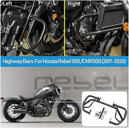 Amazon Cmx500のバイク部品 オートバイ バイク 鋼 エンジンガード クラッシュバー 落下する車体フレーム 緩衝 保護 17 18 19 21 Honda ホンダ Rebel Cmx 500 17 21 適応 ナンバープレートホルダー 車 バイク