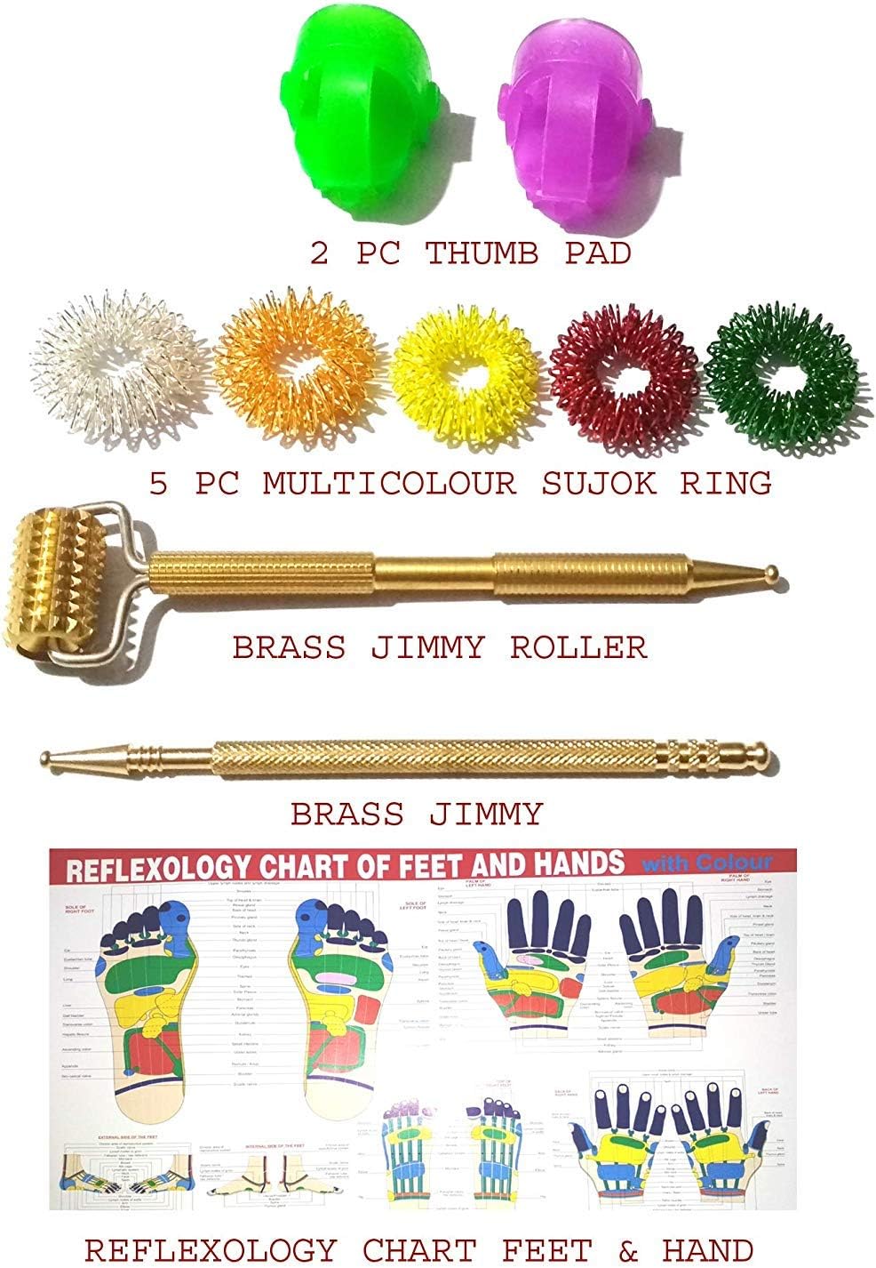 R A Products Acupressure Jimmy 2 Pc + 5 Pc Sujok Ring + 2 Pc Thumb Pad (multicolor)