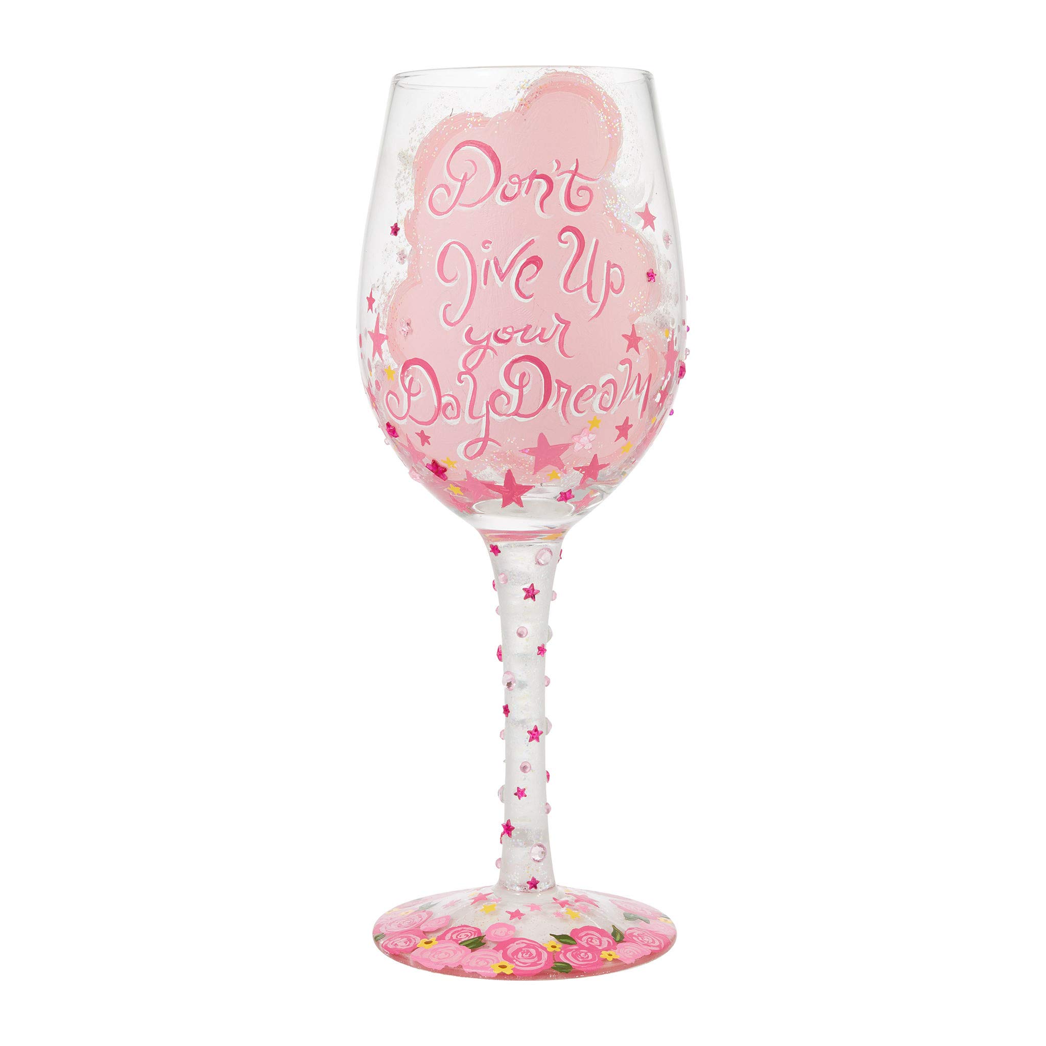 Enesco Designs by Lolita Daydreams Hand-Painted Artisan Wine Glass, 15 Ounce, Multicolor
