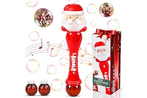 TLKIAA Christmas Bubble Wand Toys for Girls Boys, Musical & Light Up Automatic Bubble Machine Outdoor Maker Blower Christmas Stocking Stuffers for Toddlers, for 3 4 5 6 7 8 Year Old Kids