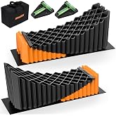 Kohree RV Leveling Blocks, Levels Up to 5", Supports Up to 50,000 lbs, Curved Camper Levelers with Wheel Chocks, Rubber Mats 