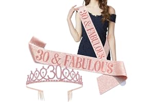 Birthday Set for Women, Rose Gold Gillter Tiara Birthday Sash for Birthday Party Favors(30)