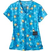 KOI | SmileyWorld Adoring Women's 3-Pocket Print Scrub Top