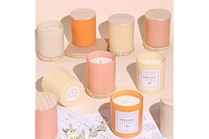 REISEN 12Pcs Assorted Orange Candle Jars for Making Candles, 10oz Empty Candle Jars with Bamboo Lids and Labels, Glass Candle Jar for Candle Making Supplies, Candle Containers for DIY Gifts