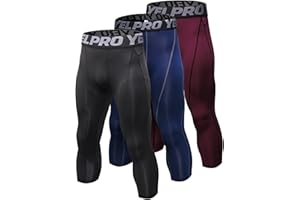 Yuerlian Men's 3/4 Compression Pants Cool Dry Capri Shorts Baselayer Leggings Tights Workout Running Sports Tights