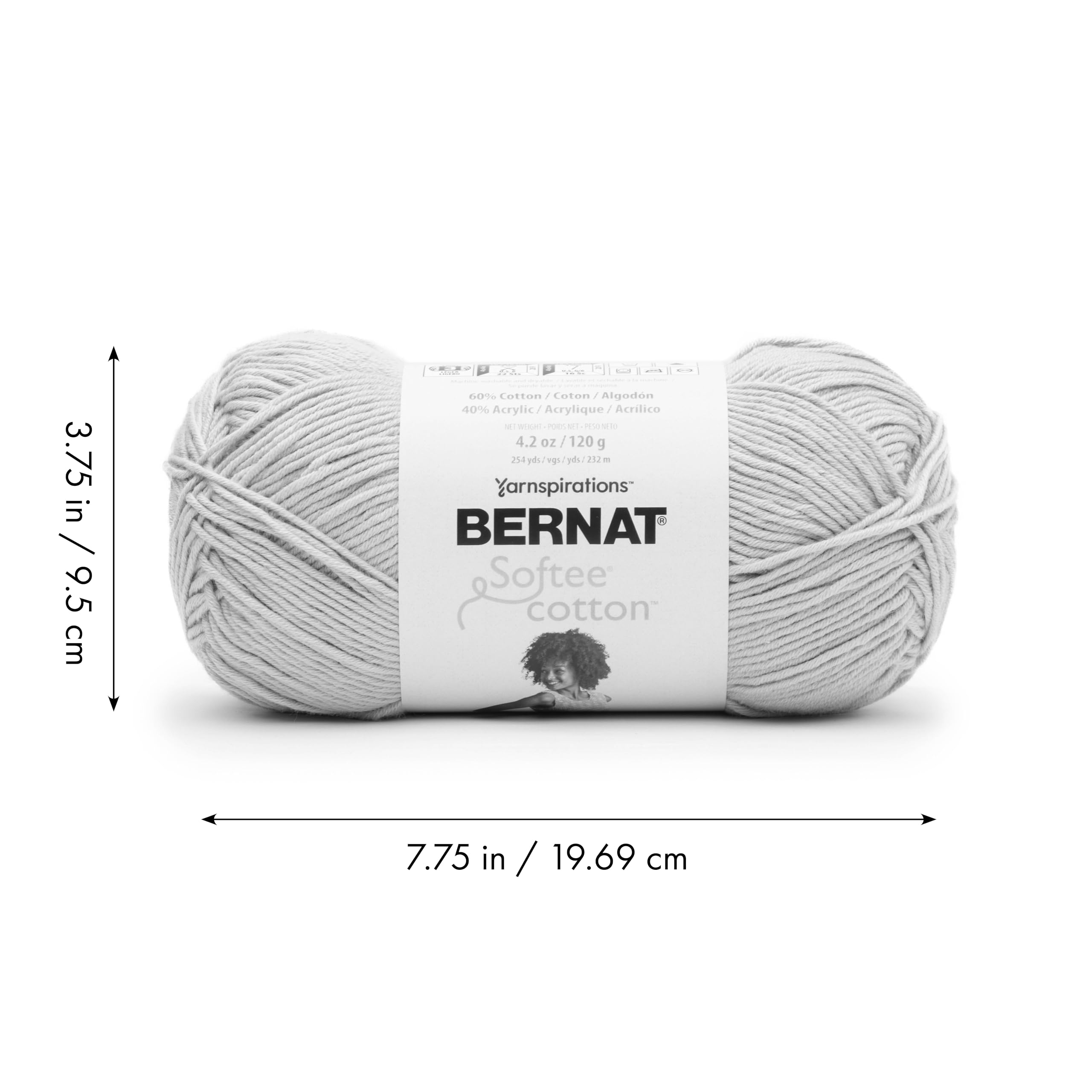 Bernat Softee Cotton Black Yarn - 3 Pack of 120g/4.25oz - Nylon - 3 DK (Light) - 254 Yards - Knitting, Crocheting & Crafts