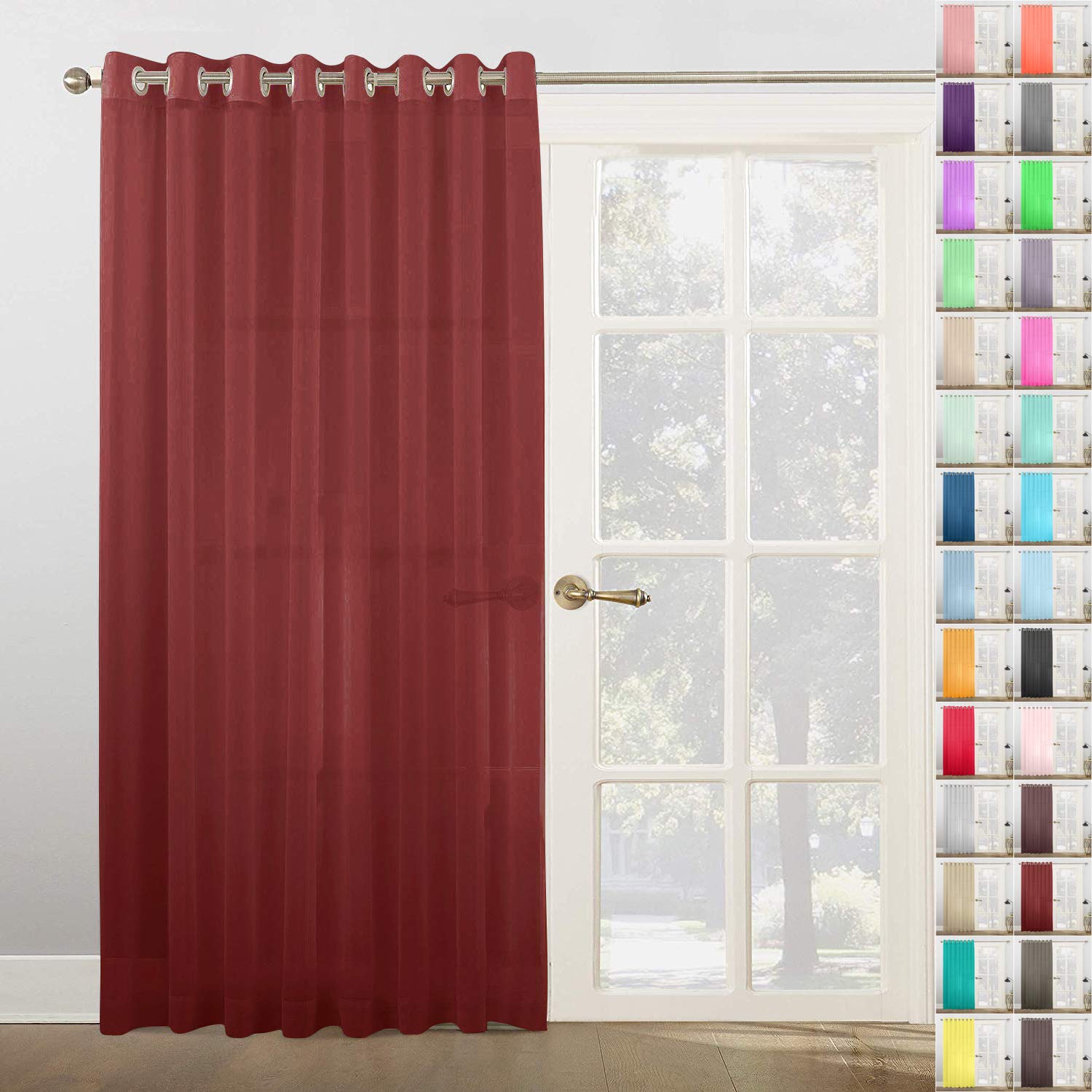 Megachest Woven Voile super wide metallic ring top Curtain 1 Panel (Burgandy, 116" wide X 90" drop)
