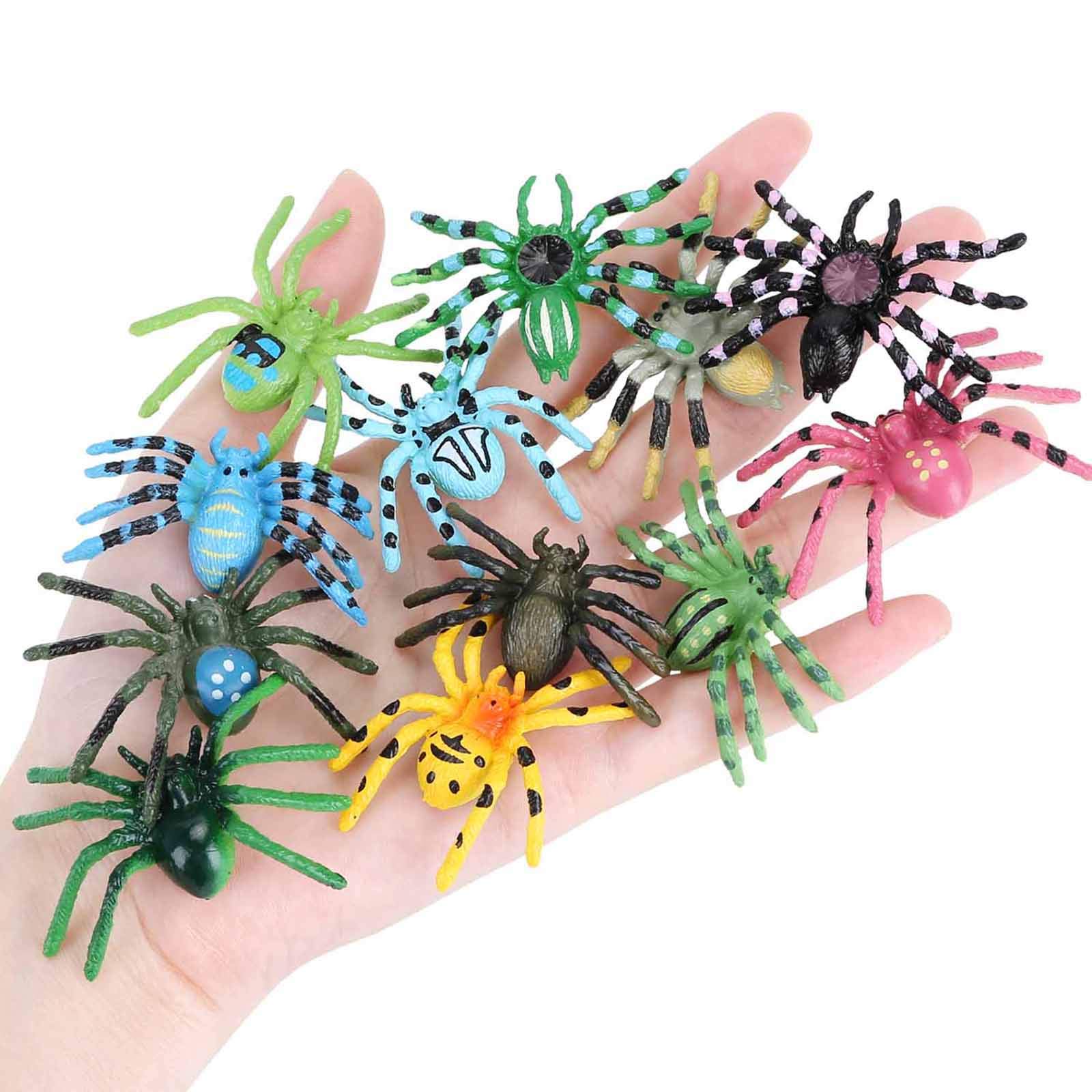 JOKFEICE Realistic Animal Figures - 12 Pieces Plastic Halloween Spider Toys for Kids - Spider Action Model Insect Toy Figures - Educational Learning Toys Birthday Gift Set for Kids