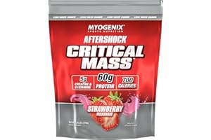 Myogenix Critical Mass Gainer Protein Powder and Supplement - Strawberry Milkshake Flavored Muscle Mass Weight Gain Protein Powder - Zero Lactose | Strawberry Milkshake - 5.94 LBS