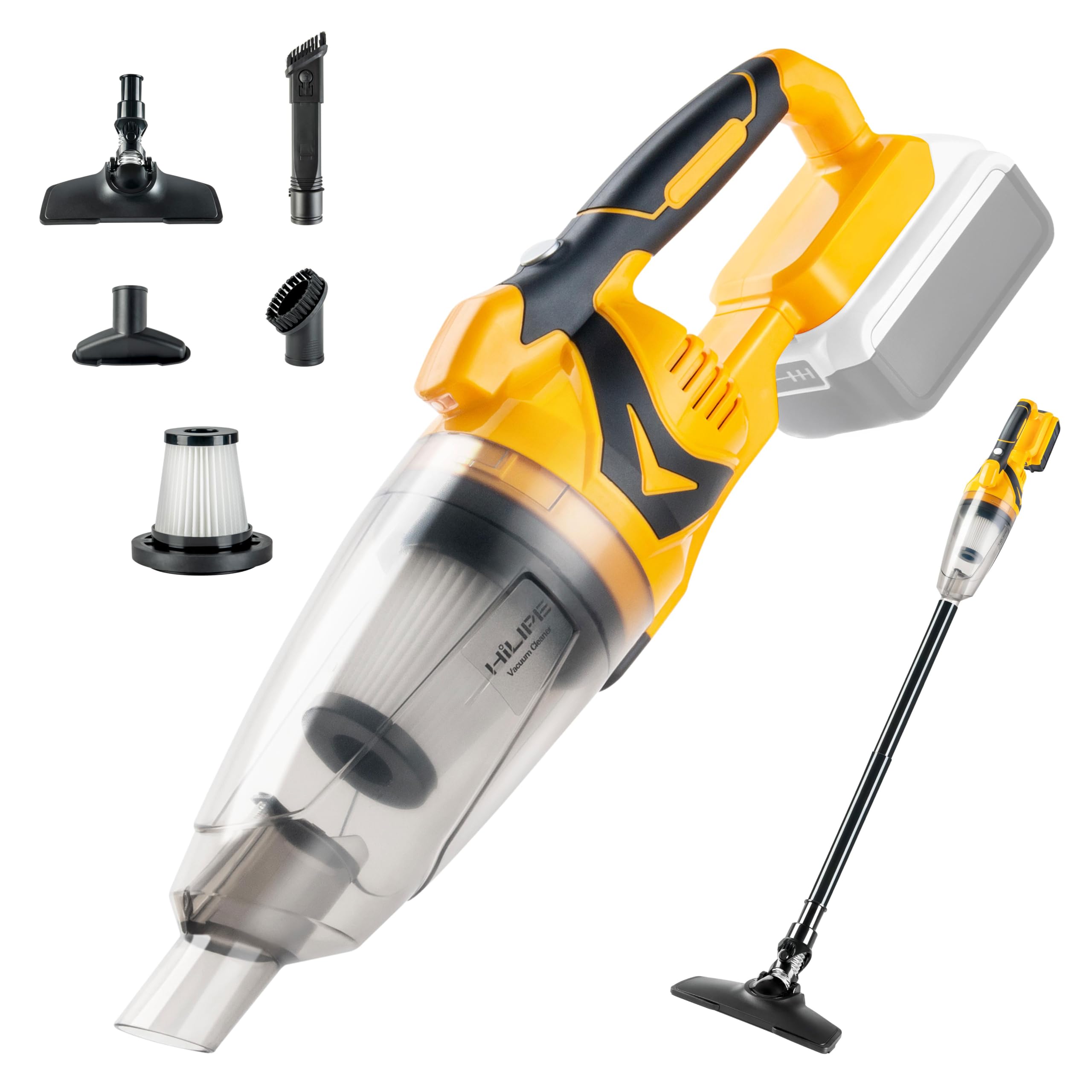 Photo 1 of HILIPE Cordless Handheld Vacuum Cleaner for DeWALT 20v Battery, EasyClean Wet Dry Use,Wireless Handheld Vacuum for Car,Home, Boat,Workshop, Pet Hair, Furniture Cleaning (Tool Only No Battery)