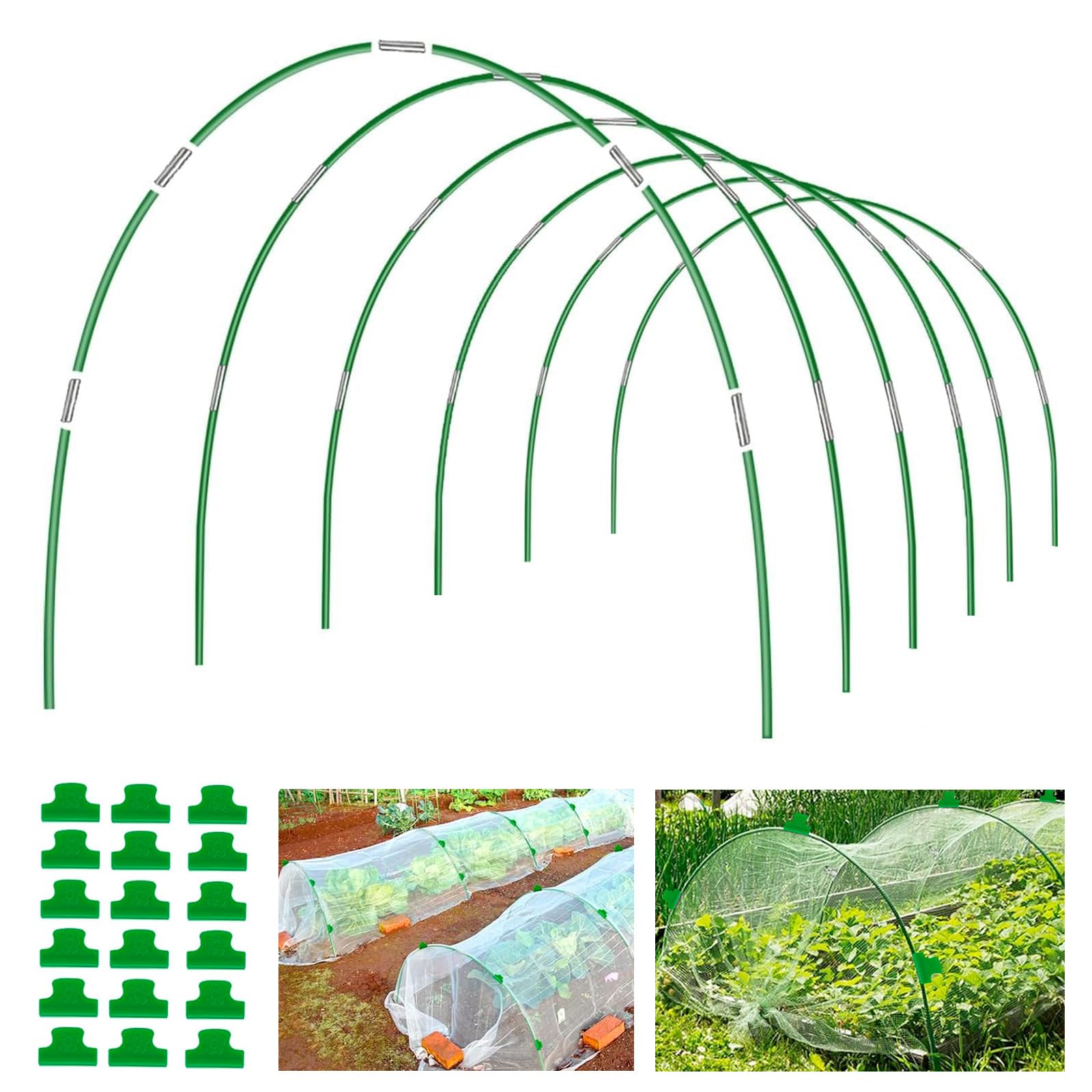 Photo 1 of joyhalo Garden Hoops for Raised Beds, 36pcs Greenhouse Hoops, Rust-Free Coated Fiberglass 8ft Garden Tunnel, Detachable Hoop House Frame for Row Cover, Bird Netting, Garden Netting, Plant Covers
