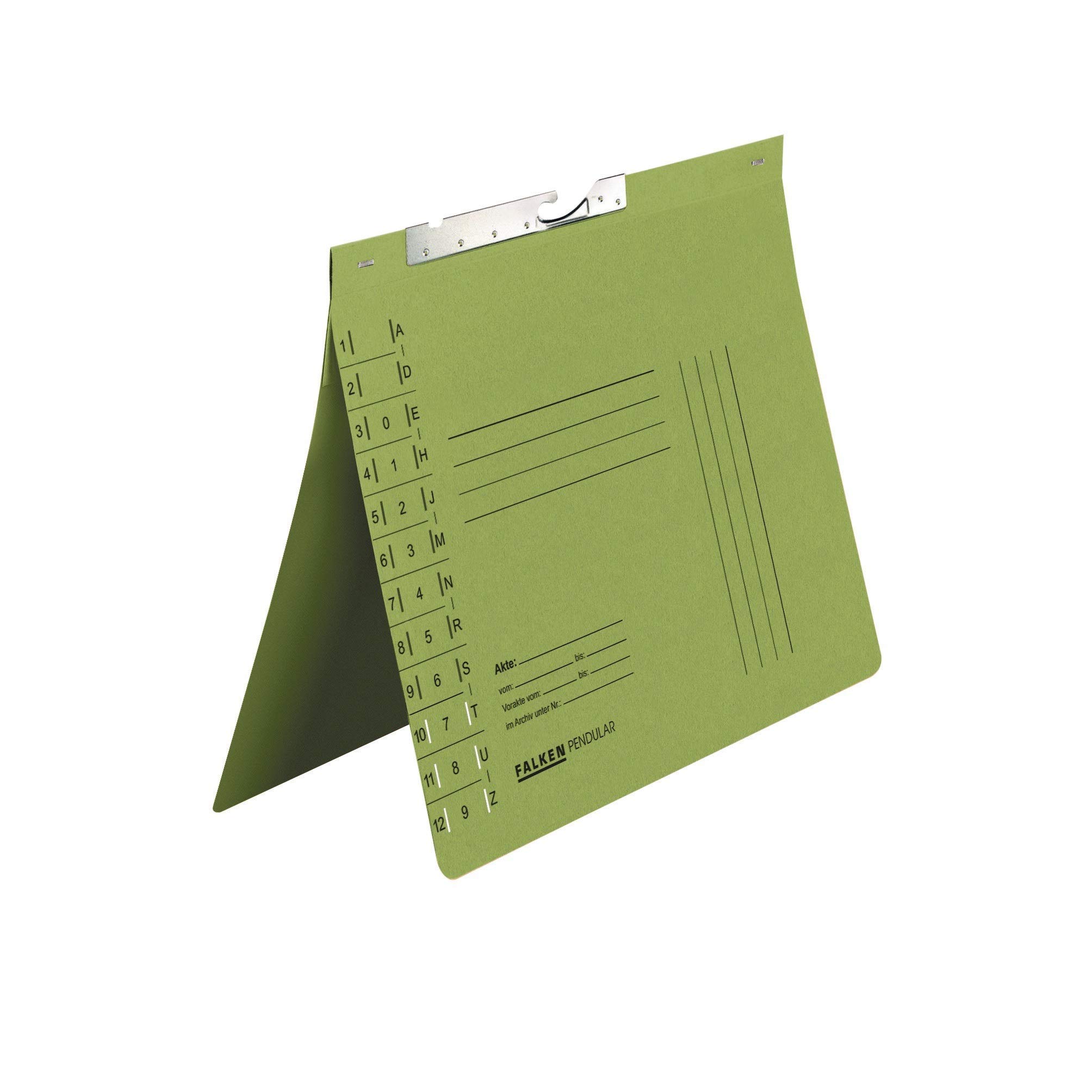 Exacompta - Ref 15033700000F - FALKEN - Pendular Pendel Bottom-Up Flat Files with Index Slots - A4 (210 x 297mm) in Size, 320gsm Recycled Manilla - Green (Pack of 50) — image 1