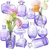 Glass Bud Vases Set of 12, Purple Small Glass Vase for Wedding Centerpieces, Clear Vase in Bulk | Purple Bud Flower Vases for Elegant Floral Displays, Table Decor, Event Styling