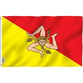ANLEY Fly Breeze 3x5 Foot Sicily Flag - Vivid Color and Fade Proof - Canvas Header and Double Stitched - Italy Sicilian Flags Polyester with Brass Grommets 3 X 5 Ft