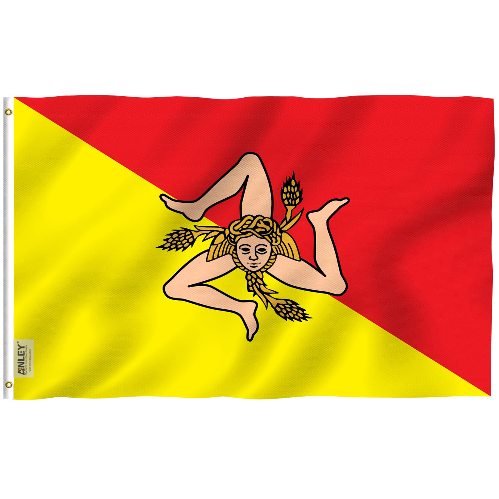 ANLEY Fly Breeze 3x5 Foot Sicily Flag - Vivid Color and UV Fade Resistant - Canvas Header and Double Stitched - Italy Sicilian Flags Polyester with Brass Grommets 3 X 5 Ft