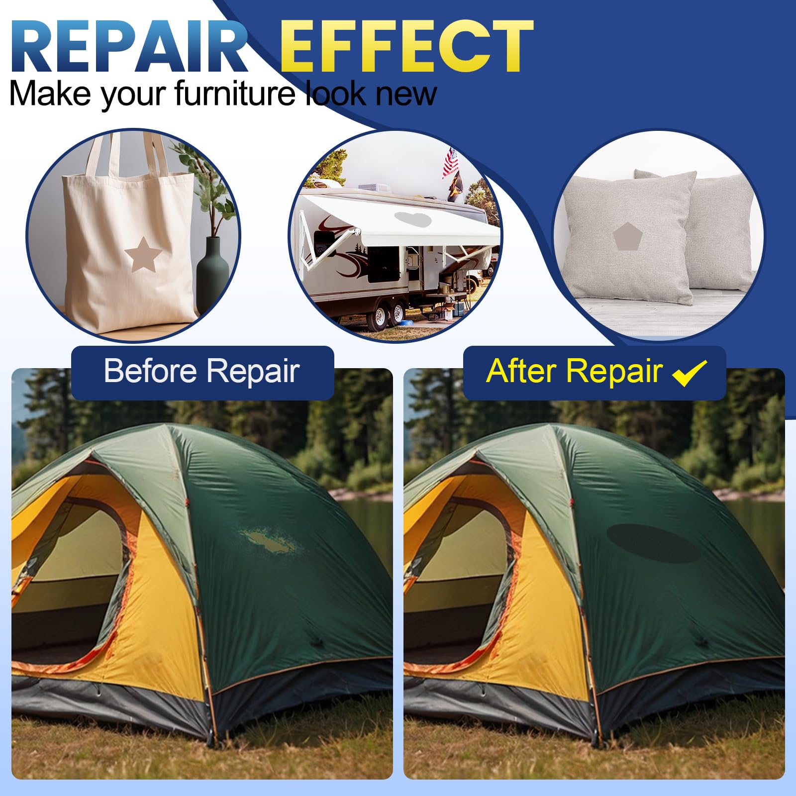 Toppe Adesive per Tessuti Nero, 10x200cm Impermeabile Tessuto Adesivo per Riparazioni, Patches di Tessuto in Tela per Tende, Coperture per Barche, Divani, Sedie