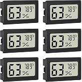Humidity Meter Indoor Thermometer 6-Pack Mini Digital Thermometer Hygrometer Indoor Temperature Humidity Meters Gauge LCD Display Fahrenheit (℉) for Greenhouse, Reptile Tank, Cellar, Closet