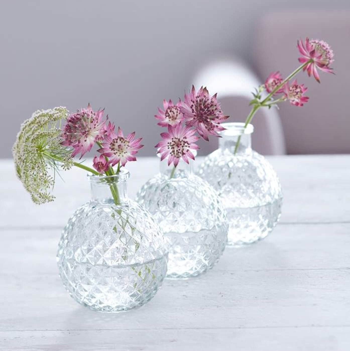 The Contemporary Home Set Of Three Faceted Glass Vases