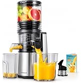 VITAPLUS Cold Press Juicer with Stainless Steel Auger, Lab-Certified Food-Safe, AC Motor, 5.8" Whole-Fruit Chute, High Juice Yield Slow Masticating Juicer for Juice &amp; Nut Milk, BPA-Free, Easy Clean