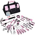 FASTPRO Pink Tool Set, 220-Piece Lady's Home Repairing Tool Kit with 12-Inch Wide Mouth Open Storage Tool Bag