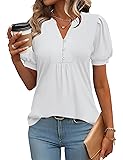 IECCP Womens Work Tops Puff Short Sleeve Shirts