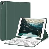 kenke Keyboard Case for iPad 9th/8th/7th Generation 10.2" 2021/2020/2019 | Magnetically Detachable Wireless Keyboard, Slim Stand Case with Pencil Holder, Soft TPU Back Cover, Dark Green
