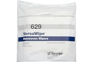 Texwipe TX629 Versa Wipe Low-Particulate Cleanroom Wipes, 9" x 9", 300/Bag