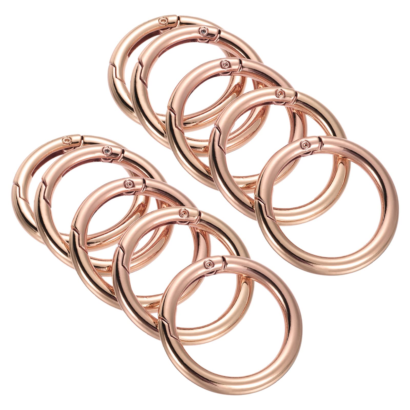PATIKIL 42x31x5.5mm Spring Gate O Rings, 10 Pack Round Snap Clip Zinc Alloy for Keyrings Buckle, Rose Gold