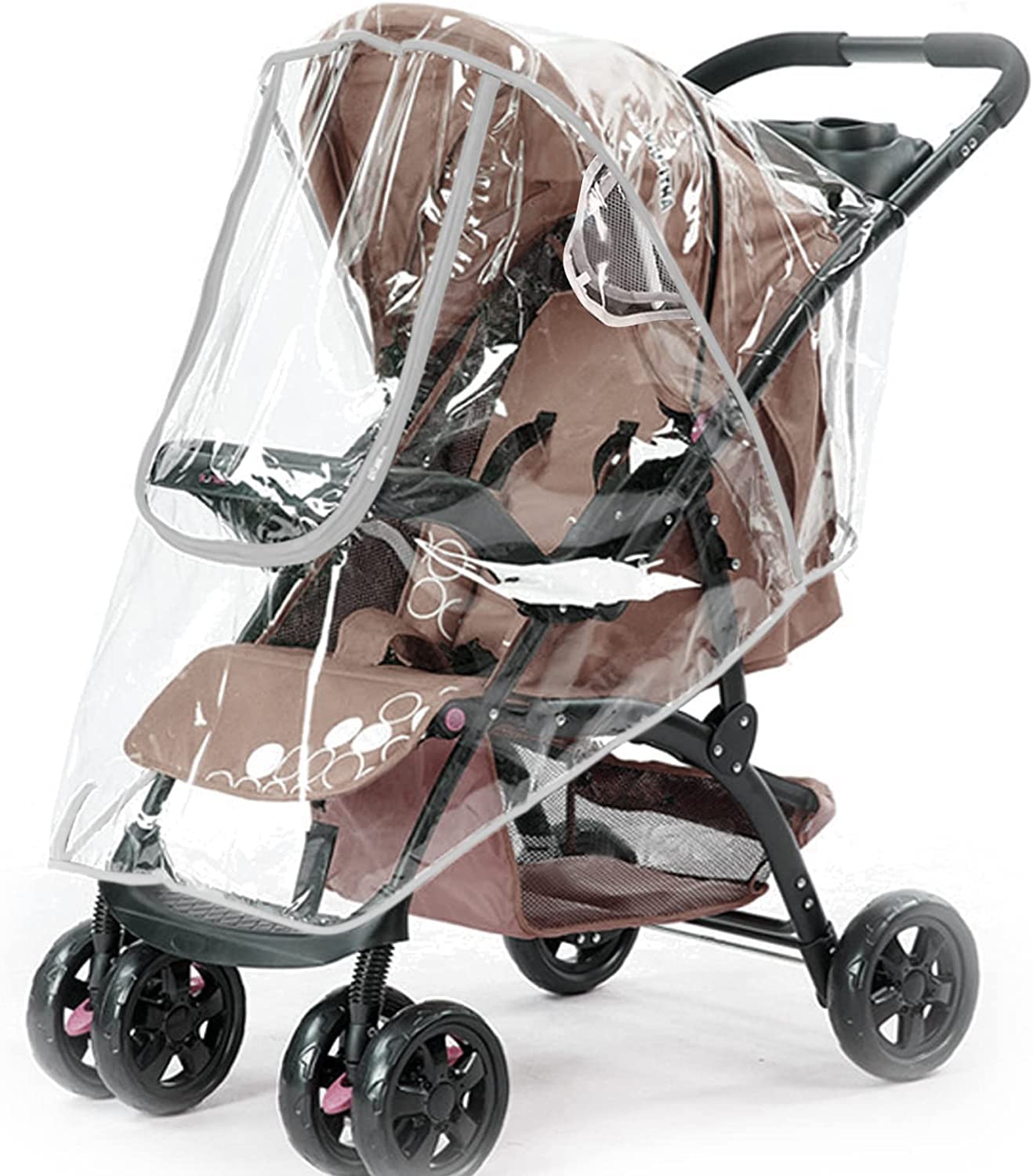 Universal Rain Cover for Pushchair Stroller Large Rain Cover for Buggy Pram with Zip Waterproof Durable Transparent Baby Stroller Buggy Carrycots Weather Shield Fit Most Strollers