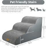 Nepfaivy Dog Steps for Bed 3-Step Non-Slip Foam Cover 60x40x40 cm view 2