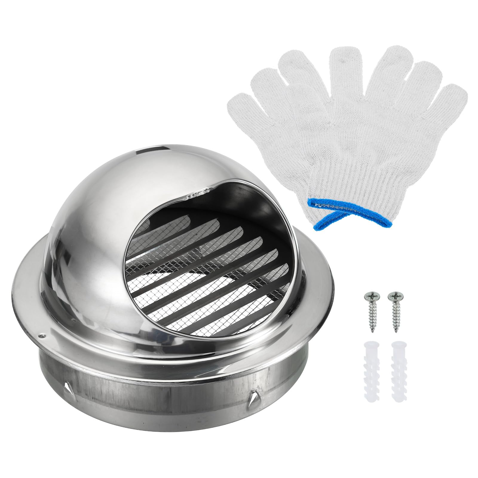 PATIKIL 8" Round Soffit Air Vents, Stainless Steel Louver Grille Vent Cover Screen Mesh Grill Hood for Kitchen Bathroom Wall Ceiling Floor Ventilation