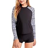ATTIQOZI Long Sleeve Rash Guard Swimsuit for Women Two Piece Bathing Suit with Boyshorts Swimming Suits for Women