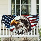 FLAGWIX American Flag Patriotic Eagle American Non-Pleated Fan Flag TQN2879FL, 1.5x3 ft, 1 Pack Suitable for Outdoor and Indoor