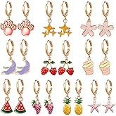 10/20 Pairs Gold Hoop Dangle Earrings For Girls Gold Hoop Earrings With Charms 14k Gold Huggie Hoop Earrings