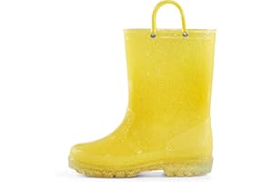 K KomForme Girls Rain Boots,Kids Glitter Waterproof Boots with Easy-on Handles