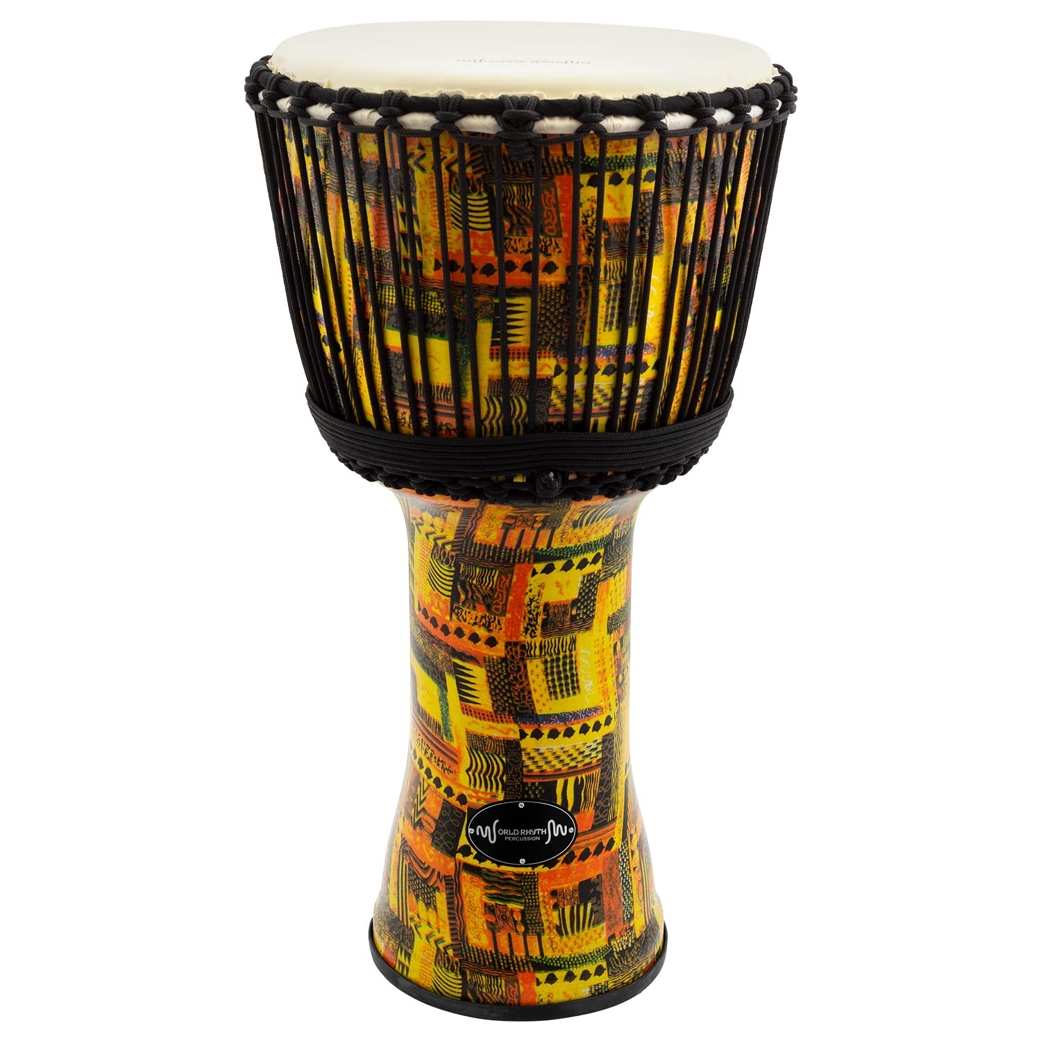 World Rhythm 11 Inch Rope Tuned Djembe Drum – Orange African Synthetic Hand Drum