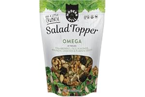 Modern Mill Omega Mixed Salad Topper By Gourmet Nut - Dried Cranberries, Figs, Roasted Sliced Almonds, Walnuts, Cherries & Pumpkin Seeds - Gluten Free, Kosher, Vegan Snack Mix - 12 oz Resealable Bag
