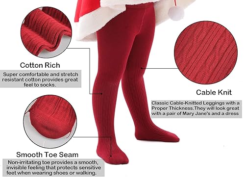 EPEIUS Little Girl Tights Kids Baby Girl Seamless Cable Knit