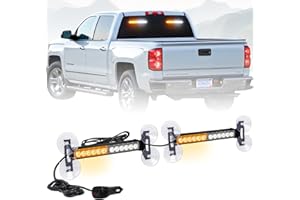 AINBIN 2X 10.7 inch Emergency Strobe Lights Bar 24 LED Amber White Warning Flashing Safety Dash Side Window Front/Rear Windshield Lights Grill Surface Mount for Construction Vehicles Tow/Plow Trucks