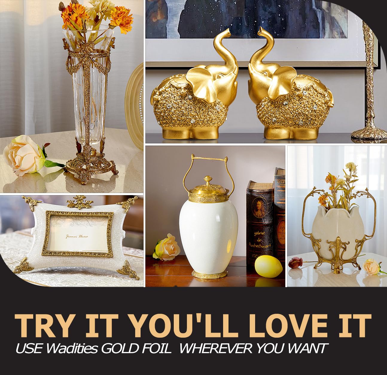 100pcs Imitation Gold Leaf Sheets, 14 x 14 cm Gold Foil Multipurpose Gold Leaf for Nail, Art & DIY Project, Picture Frame, Home Wall, Interior and Multi Artistic Decoration