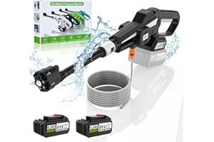 HZG Cordless Pressure Washer, Brushless Portable Pressure Washer,3 Adjustable Levels with 6-in-1 Nozzle, Max 950 PSI, 2× 21V 4.0Ah Rechargeable Battery for Car,Fence,Floor Cleaning & Watering(Black)