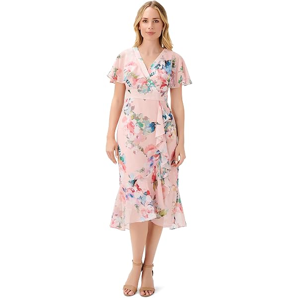 sachin and babi light blue dress Adrianna Papell Women's Chiffon Overlay Crepe Mermaid Gown Blue Size 4 -  Bed Bath & Beyond main image 0