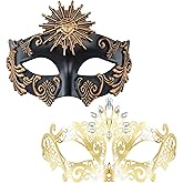 MYSEUNI 2025 NEW Masquerade Mask for Couples - Roman Greek Venetian Mask Set for Halloween Party Mardi Gras