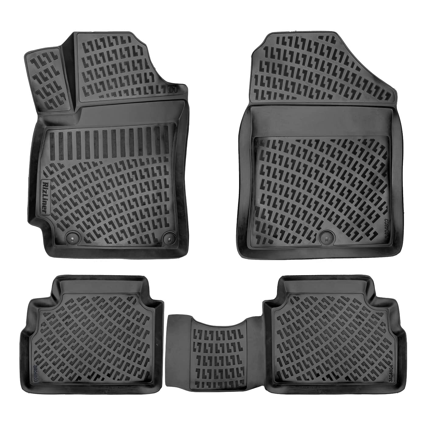 Photo 1 of RizLiner Hyundai Elantra 2017-2020 (No GT Models) Floor Mats 3D Custom Fit Compatible with Hyundai Elantra Rubber Car Mats Laser Measured Floor Liner All Weather Odorless Non-Slip TPE (Front & Rear)
