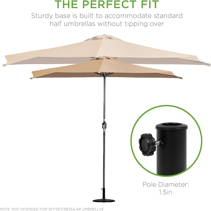 Amazon Com Best Choice Products 19in Half Patio Umbrella Stand Base W Weather Resistant Resin Floral Accents Fits Standard Pole Sizes Black Garden Outdoor