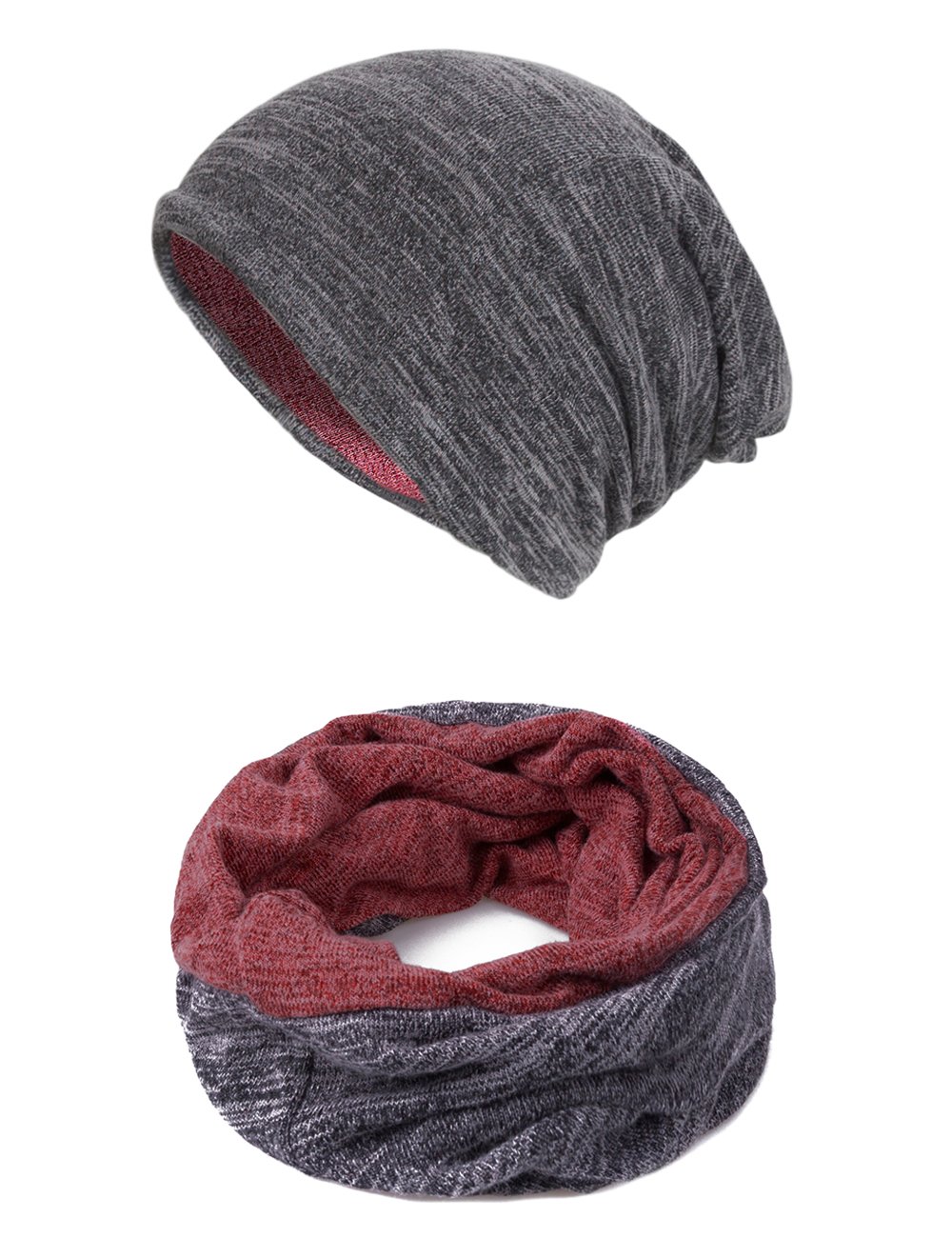 EVRFELAN Winter Warm Hat Soft Slouchy Beanie Ski Baggy Hat Head Wrap Skullcap for Women Men (red)