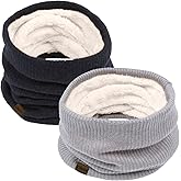 Chalier Infinity Scarf Winter Double-Layer Neck Warmer Knit Fleece Lined Circle Loop Scarves
