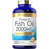 Carlyle Fish Oil Omega 3 Supplements | 2000mg | 320 Softgels | EPA & DHA | 600mg Total Omega-3 | Non-GMO, Gluten Free Pills
