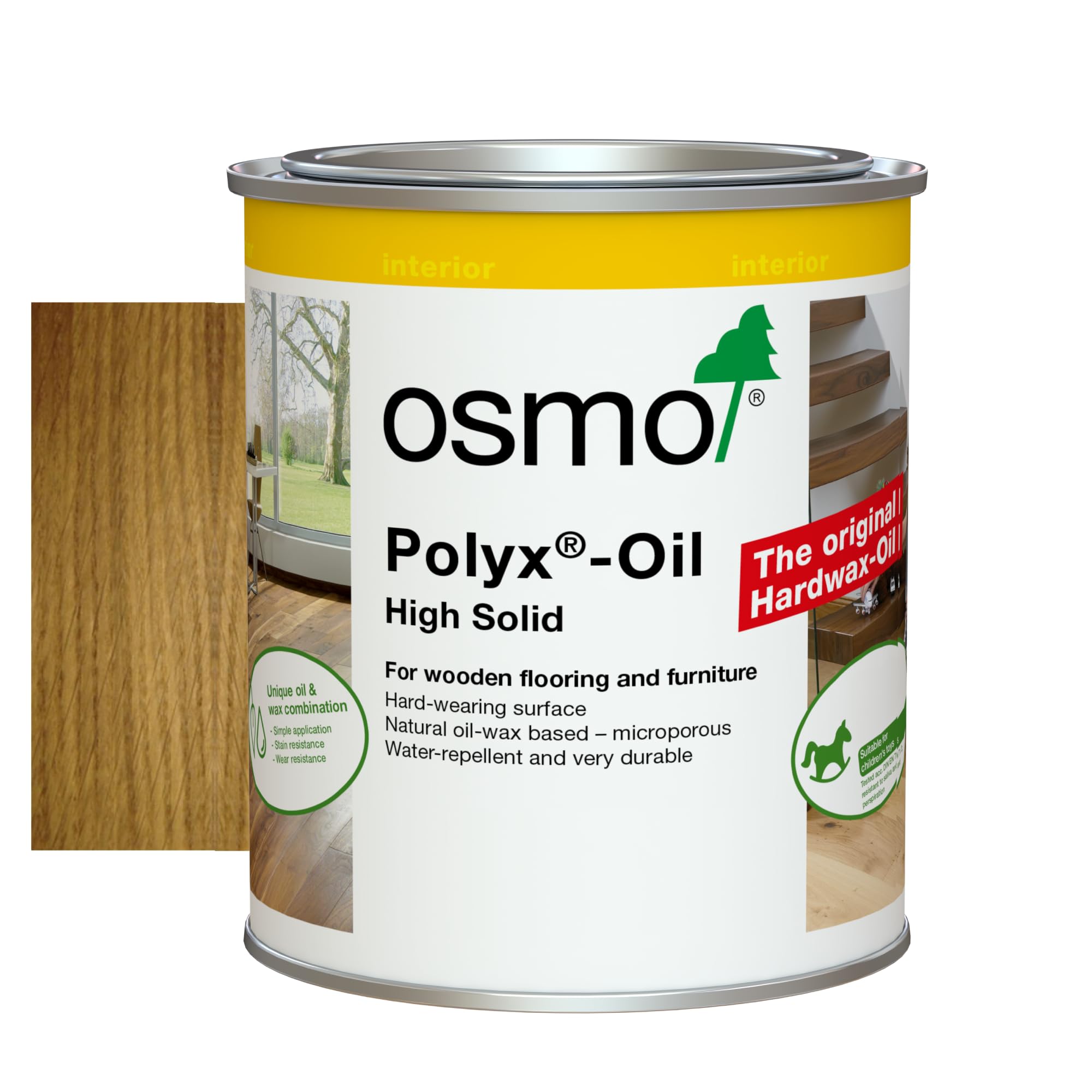 Osmo Polyx®-Oil - Hard Wax Oil 3065, Clear Semi-Matt, 750ml - Durable Wood Oil for Floors & Furniture, Water-Resistant, Wood Treatment & Wood Finish